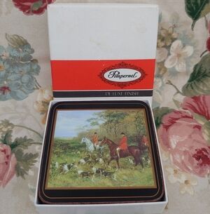 Vintage Pimpernel Delux FinishTally Ho Coaster Set from Wolf Wile Stores